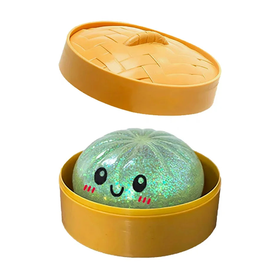 Dumpling Squishy Cute Colorful Bun Toy Slow Rising Stress Relief Fidget Toy for Kids Adults Anti-Anxiety Gif