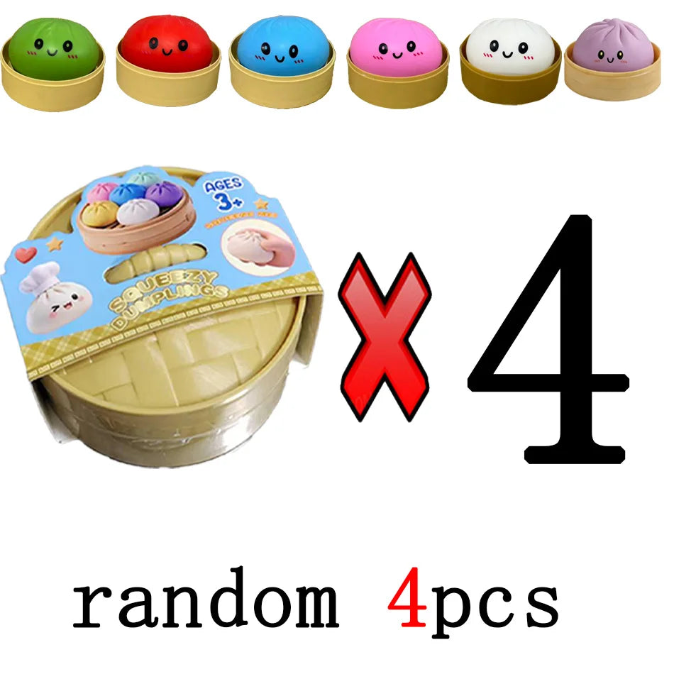 Dumpling Squishy Cute Colorful Bun Toy Slow Rising Stress Relief Fidget Toy for Kids Adults Anti-Anxiety Gif