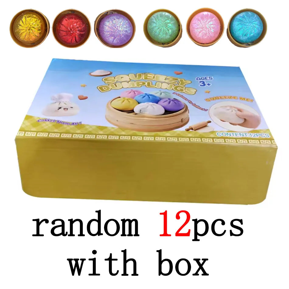 Dumpling Squishy Cute Colorful Bun Toy Slow Rising Stress Relief Fidget Toy for Kids Adults Anti-Anxiety Gif