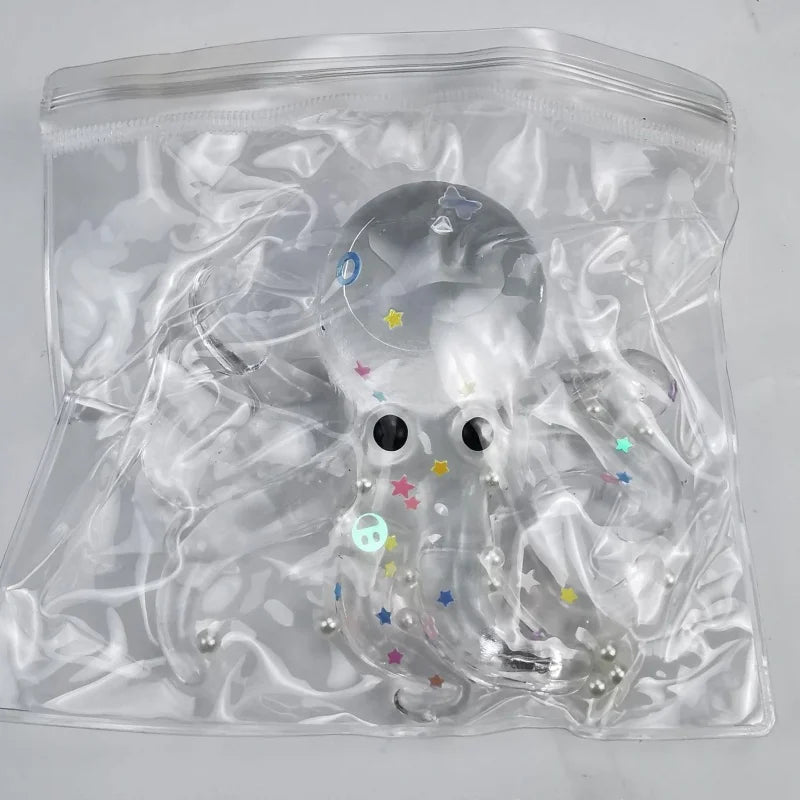 Glitter Octopus Taba Squishy Sugar Stress Ball for Kids Cute Animals Squeeze Fidget Toy Squishy Ocean Sensory Decompression Gift
