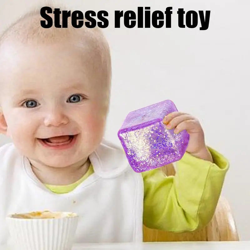 Maltose Cube Stress Squeeze Toy Decompression Small Ice Cubes Anti Stress Slow Rebound Polar Light Colorful Squeeze TPR Block
