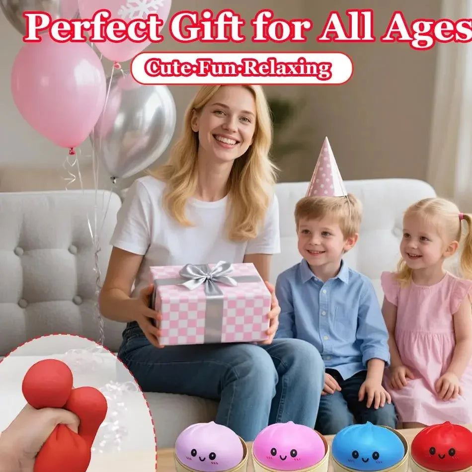 Dumpling Squishy Cute Colorful Bun Toy Slow Rising Stress Relief Fidget Toy for Kids Adults Anti-Anxiety Gif