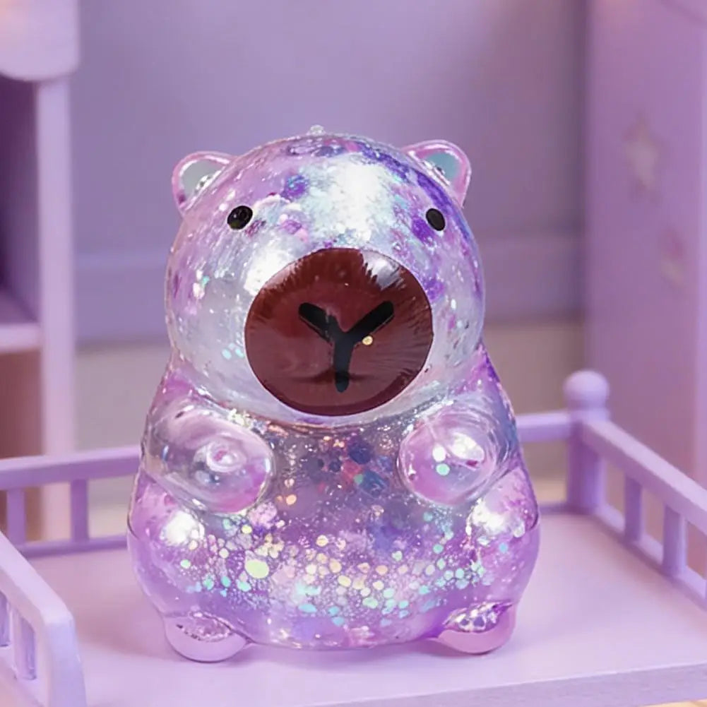 Glitter Capybara Squishy Toy Stress Relief Toy Hand Squeeze Fidget Decompression Toy for Adults Kids Gift