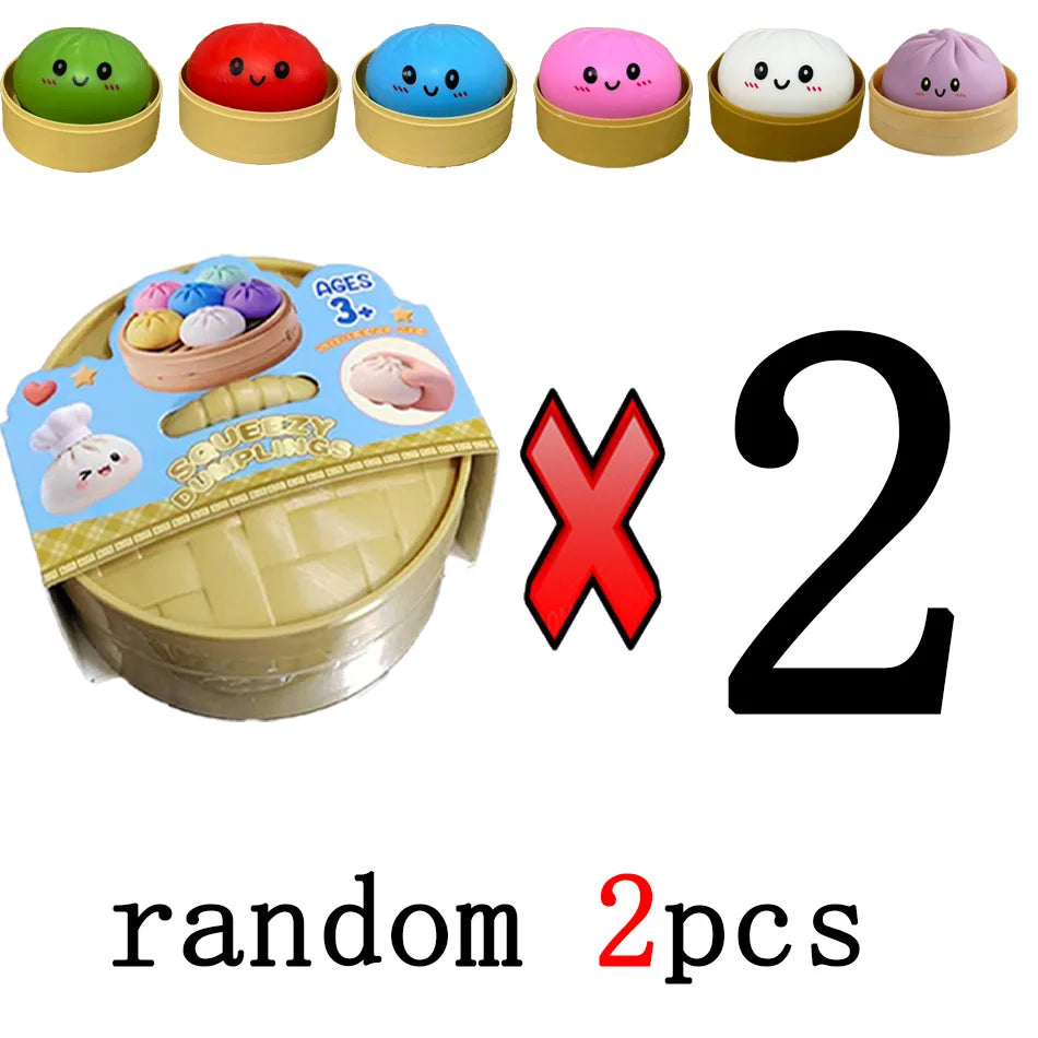Dumpling Squishy Cute Colorful Bun Toy Slow Rising Stress Relief Fidget Toy for Kids Adults Anti-Anxiety Gif