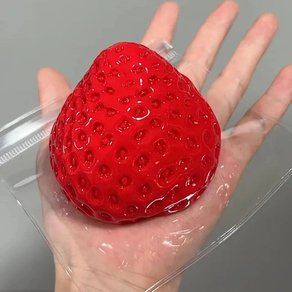 Taba Squishies Strawberry Fruit Squeeze Toys Kawaii Sticky Stress Fidget Toy Gift Perfect Desk Accessory for Kids Adults