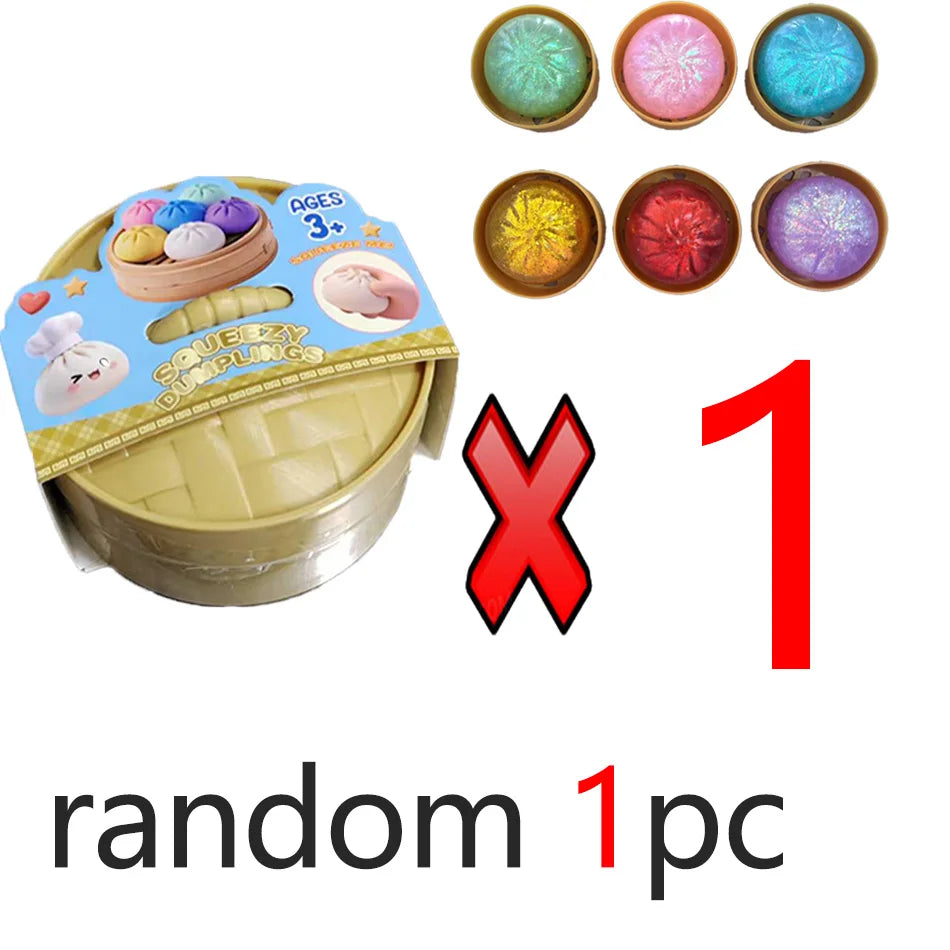 Dumpling Squishy Cute Colorful Bun Toy Slow Rising Stress Relief Fidget Toy for Kids Adults Anti-Anxiety Gif