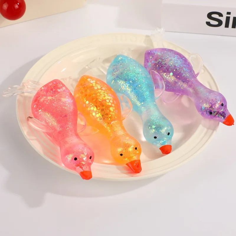 Aurora Duck Maltose Squeeze Toy Soft Cute Colorful Duck Stress Relief Decompression Stretch Toy for Adults Gift