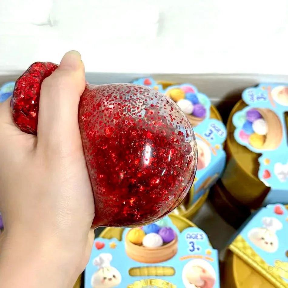 Dumpling Squishy Cute Colorful Bun Toy Slow Rising Stress Relief Fidget Toy for Kids Adults Anti-Anxiety Gif