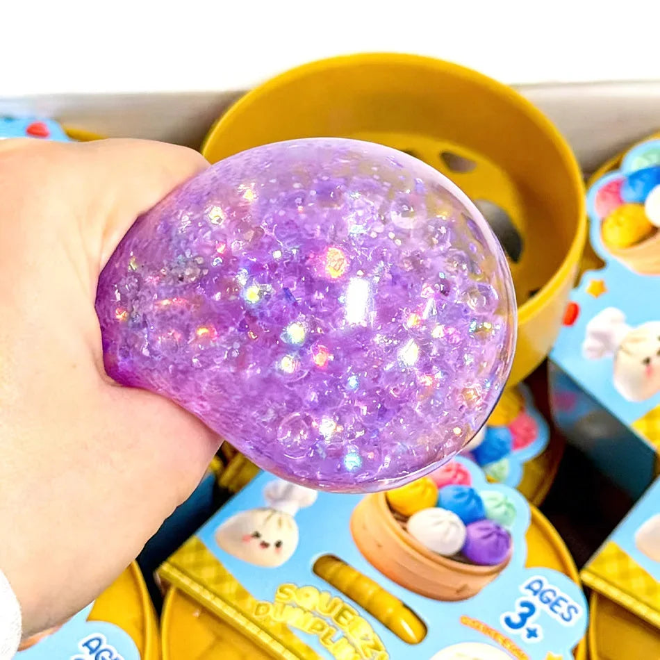 Dumpling Squishy Cute Colorful Bun Toy Slow Rising Stress Relief Fidget Toy for Kids Adults Anti-Anxiety Gif