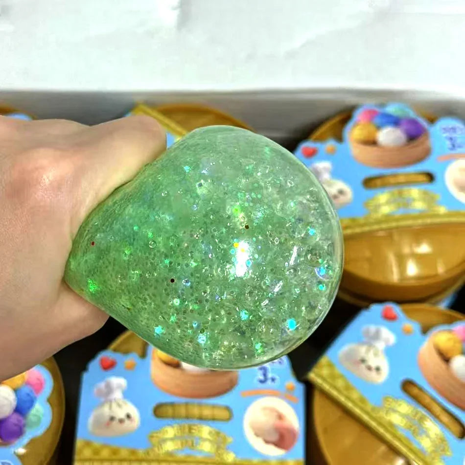 Dumpling Squishy Cute Colorful Bun Toy Slow Rising Stress Relief Fidget Toy for Kids Adults Anti-Anxiety Gif