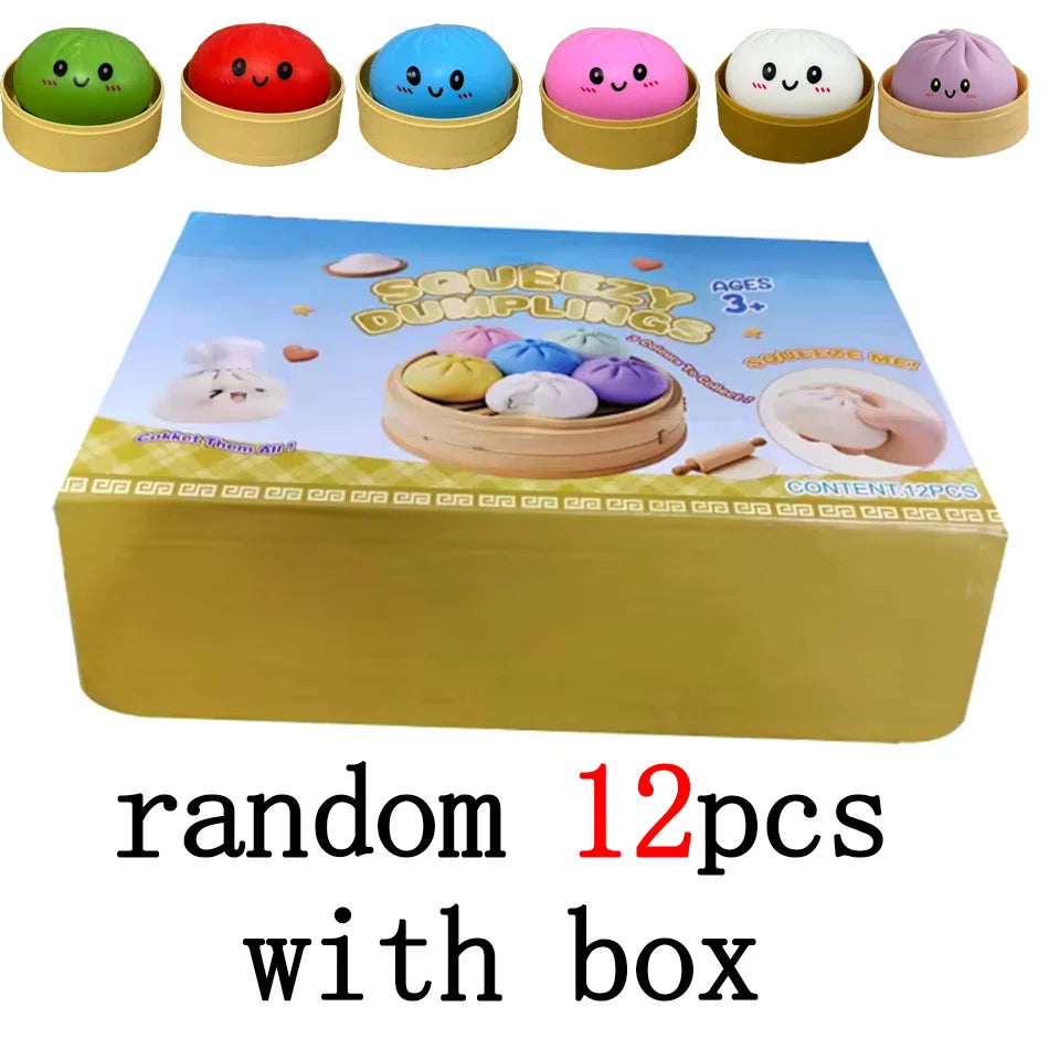 Dumpling Squishy Cute Colorful Bun Toy Slow Rising Stress Relief Fidget Toy for Kids Adults Anti-Anxiety Gif