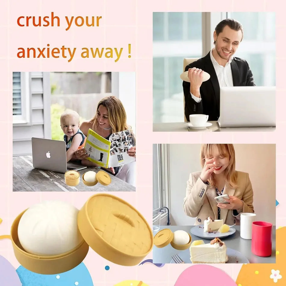 Dumpling Squishy Cute Colorful Bun Toy Slow Rising Stress Relief Fidget Toy for Kids Adults Anti-Anxiety Gif