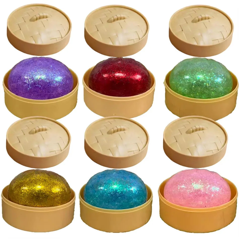 Dumpling Squishy Cute Colorful Bun Toy Slow Rising Stress Relief Fidget Toy for Kids Adults Anti-Anxiety Gif